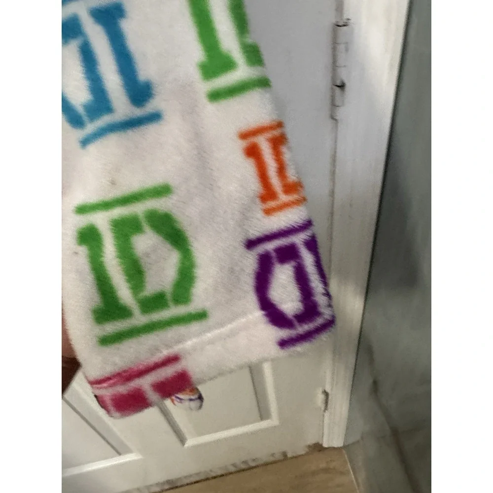 One Direction Girls Bathrobe White Multicolored Fleece Sz 10/12 1D 2013